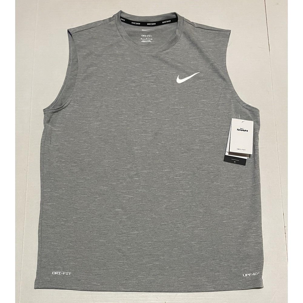 NIKE Mens Medium Essential Hydroguard Swim Tank top UPF 40+ NESSA588-090 NWT!!